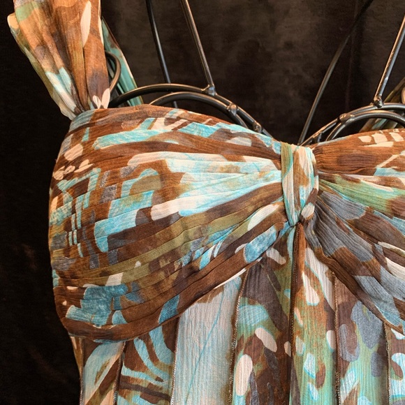 I Am Alberto Makall Silk Dress Abstract Marble Print Sundress Swing Empire Waist - Picture 2 of 8